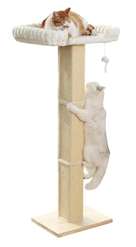 Cat Scratching Post with Large Window Perch, 47-Inch Tall Sisal Cat Tree - size: extra-large