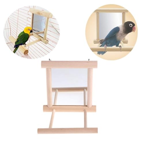 Litewoo Bird Mirror with Perch Parrot Swing Interactive Play Toys, 2 PC - color: Bird Mirror Perch Stand-2 PCS