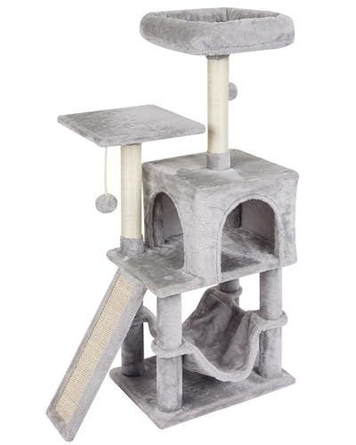 Cut Cat Tree Cat Tower Condo with Hammock Kittens Scratching Post Grey - color: Grey