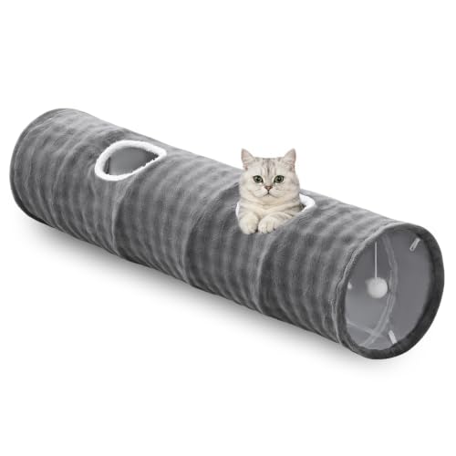 Straight Bubble Cat Tunnel for Indoor Cats 47"x12", Grey - color: Grey, size: Straight