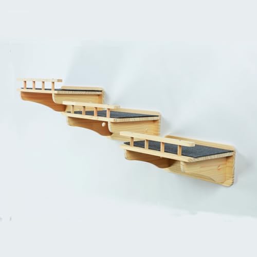 SHENGOCASE 47.2" x 11.8" Natural Wood Wall Mounted Cat Shelves - size: B