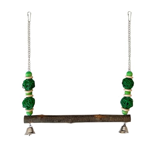 Bird Swing Conure Toys, Parrot Climbing Hammock for Parakeet, Lovebird, Budgie, Cockatiel, Conure, Small Birds - color: GreenRattan