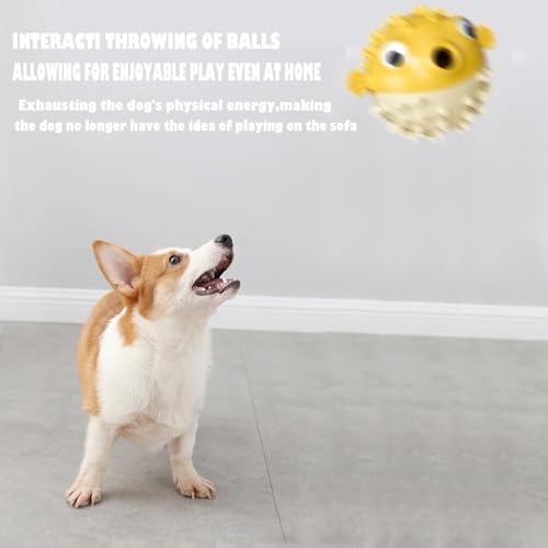 Dog Balls with Bell Sound, Interactive Dog Toys,Treat Dispensing Dog Toys, cat Toys Balls，Rubber Elastic Ball Toys for Small/Medium/Large Cat and Extra Small/Small Dogs (Yellow) - color: Yellow