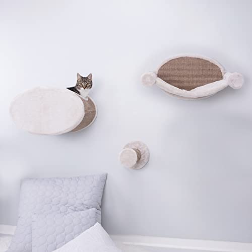 Trixie Liam Wall Mounted 3 pcs Lounge Set, Hammock, Cave, and Step, Brown, 18.8" L x 11.0" W x 11.3" Th - color: Liam-Brown