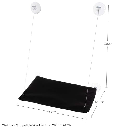Cat Window Perch - Cat Window Hammock with Strong Suction Cups and Removable Machine Washable Oxford Cloth Cat Bed for Large Cats by PETMAKER (Black)