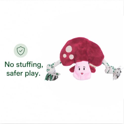 Green Sheep Puppy Plush Dog Toy, No Stuffing Squeaky Toy with Recycled Cotton Rope for Teething, Comfort and Gentle Play, Small Dogs and Puppies, Chew Toy, Mushroom - color: Mushroom
