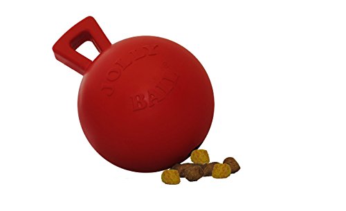Jolly Pets Tug-n-Toss Heavy Duty Dog Toy Ball with Handle, 4 Inches/Petite, Red - color: Red, size: 4 inches/Petite