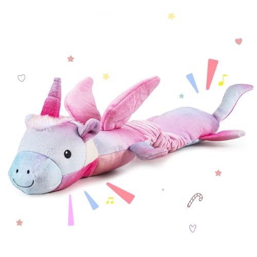 lilfrd Pink Unicorn Squeaky Dog Toy, Crinkle Plush Tug Toy for Dogs - style: Unicorn