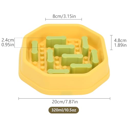 Slow Feeder Bowl with Removable Pegs for Small and Medium Dogs and Cats - color: Yellow