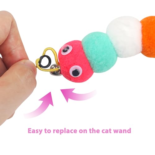 QUOZUO Cat Feather Wand Replacement - 12 PCS Toy Refills and Attachments for Cat Toys