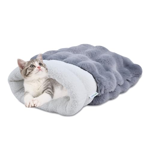 3 in 1 Semi-Enclosed Self Warming Burrow Cat Bed Sleeping Cave - color: Style- Gray