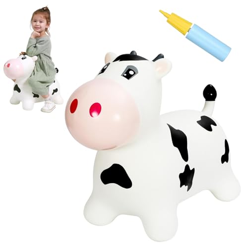 INPANY Bouncy Horse, Cow Hopper for Cowboys, Kid Gifts Toy, Pump Included - color: Black and White