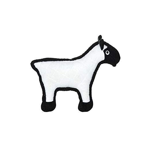 TUFFY® 2 Pack Bull Sheep Small Ultra Durable Plush Dog Toys - color: Brown Jr Bull Black White Jr Sheep