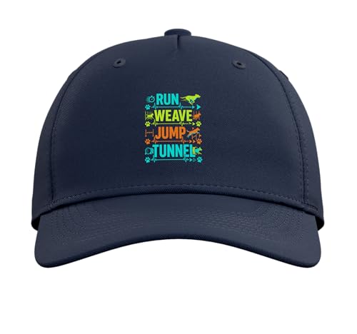 Run Weave Jump Tunnel Dog Agility Adjustable Baseball Hat - color: Navy Blue