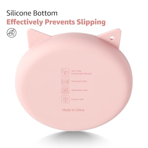 Coomazy Slow Feeder Cat Bowl Silicone Pet Puzzle Feeder for Slow Eating - color: Pink, size: 0.8 Cups