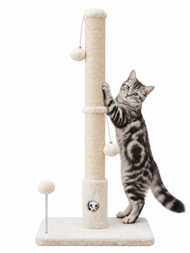 Woochpet Funny Cat Scratching Posts Sturdy Scratcher Posts 33'' Off White - color: Off White, size: 33‘’