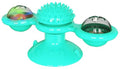 Pet Life ® 'Windmill Fidget' Glass or Surface Suction Cup Grip Spinning and Feeding Interactive Cat Toy with Ball and Catnip - color: Blue