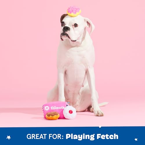 BarkBox Barker's Dozen Donuts 4-in-1 Interactive Plush Dog Toy - color: Donuts