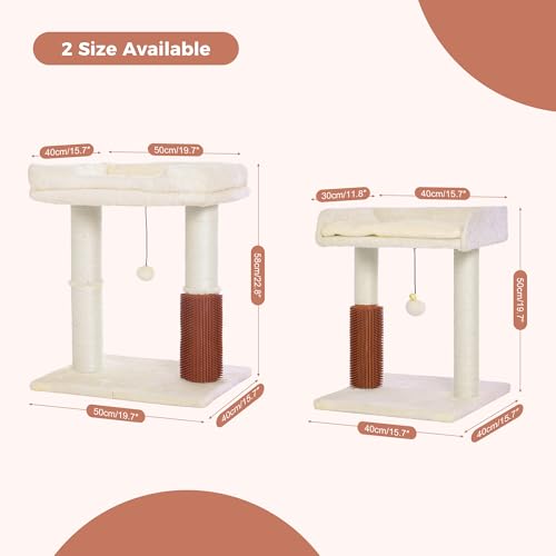 Cat Tree Tower for Large Cats Cat Scratching Post with Bed 20x16“ - color: Beige, size: Large