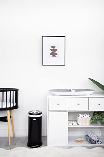Ubbi Stainless Steel Diaper Pail, No Special Bag, Odor-Locking, Matte Black - color: Matte Black