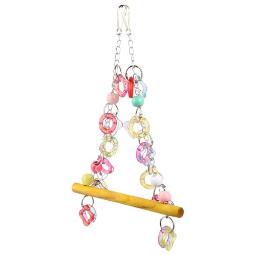 FRCOLOR Pet Bird Swing 7.87 Inch Wooden Hanging Chewing Toy for Medium Small Parrots Parakeets Macaws Cage Garden Rest Play