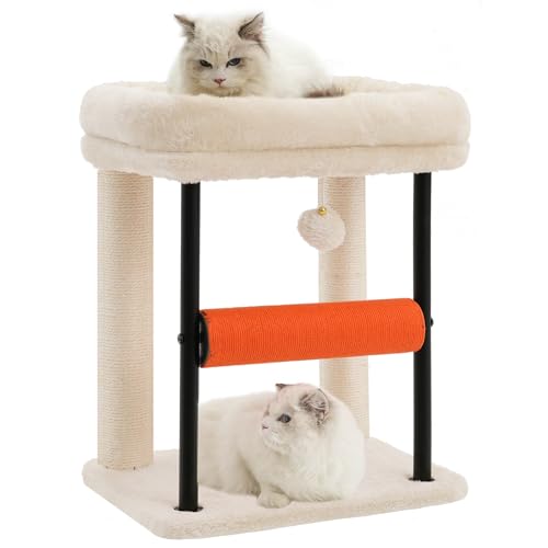 Hey-brother Cat Tree, Sturdy Tower with Sisal-Wrapped Columns, MPJ010SM - color: Beige, size: 18.9 inches