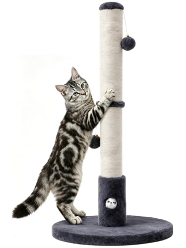 Woochpet Funny Cat Scratching Posts Sturdy Scratcher Posts 33'' Grey - color: Dark Grey, size: 33‘’