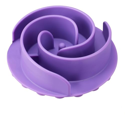 Slow Feeder Dog Bowls Insert, Bestalk Soft Silicone Slow Eating Feeder Insert with Suction Cups for Small, Medium and Large Dogs, Fit into Basic and Elevated Bowls - color: Purple, size: S