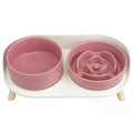 Elevated Slow Feeder Dog Bowls with Splash Proof Stand, Slow Eating 5X - color: Pink