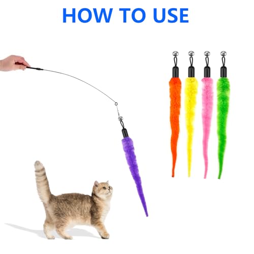 Cat Suction Cup Window Toy for Indoor Cats,with 5 Pcs Detachable Replacements Feathers.