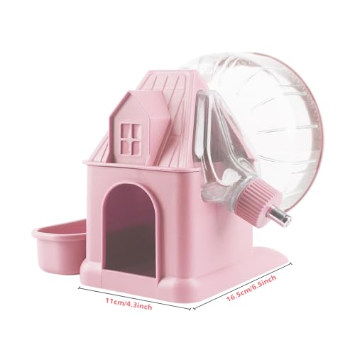 Silent Hamster Wheel Multifunctional Hamster Wheel Quite Running Spinner Wheel Accessories with Food Bowl Water Bottle for Hamsters Dwarf Gerbil (Pink) - color: Pink
