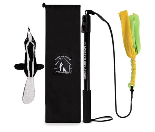 Flirt Pole For Dogs- Extendable Heavy Duty Flirt Pole For Dogs- Interactive Dog Training Toy w/ Interchangeable Lures & Instructional Guide- Engaging Heavy Duty Dog Toy- Flirt Pole For Large Pups