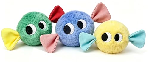 Squeaky Plush Ball Dog Toys for Small Dogs, Mini Breed, 2'' Soft Fuzz Ball - color: Candy Dog Pack