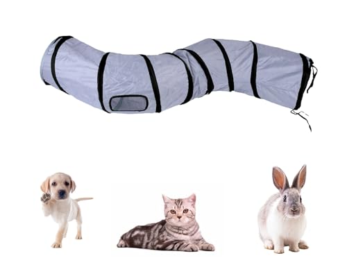 iCAGY Cat Tunnel Toys for Indoor Cats Kittens Rabbits, Pet Toy Play Tunnels - color: Dark Grey