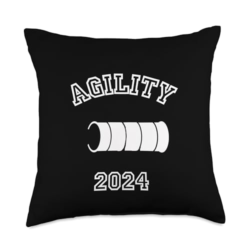 Dog Agility Lover - Agility 2024 with a tunnel Throw Pillow - size: 18x18