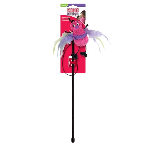KONG Cat Teaser Wand Toy - Encourages Pouncing & Batting (Feather) - color: Feather