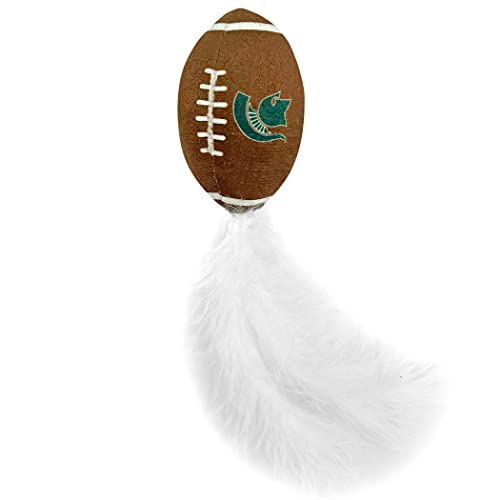 BEST PLUSH CAT TOY: NCAA MICHIGAN STATE SPARTANS Complete Set of 3 piece Cat Toys filled with Fresh Catnip. Includes: 1 Helmet Cat Toy, 1 Football Cat Toy with Feathers & 1 Beer Bottle. With Team LOGO - color: MICHIGAN STATE SPARTANS