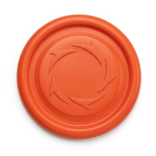 2-in-1 Flying Disc & Slow Feeder Dog Toy - 9.6" Large Floating Aerodynamic Frisbee, Durable Soft Rubber Chew Toy for Fetch, Water Play & Training (Orange) - color: Orange