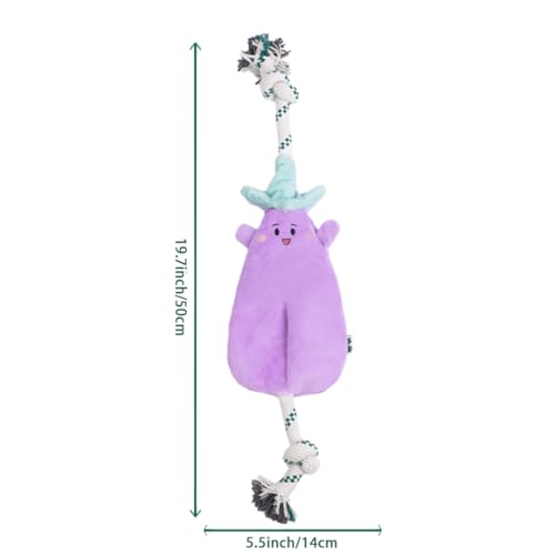 Green Sheep Interactive Plush Dog Toy, No Stuffing Squeaky Toy with Recycled Cotton Rope for Medium to Large Dogs, Chew Toy, Aubergine - color: Aubergine（L）