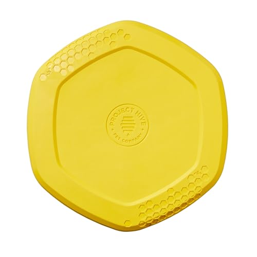 PROJECT HIVE ·PET COMPANY· Dog disc - Great for Fetch - Includes a Lick mat on Back - Floats in Water, Smooth Glide - Made in The USA (Unscented Yellow) - color: Unscented Yellow