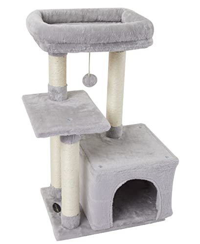 Cute Cat Tree Kitten Cat Tower Condo Cat Furniture Sisal Scratching Posts G - color: Grey