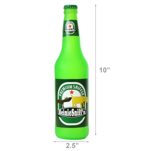 SILLY SQUEAKERS Tuffy 3 Pack Wine Liquor Bottle Dog Toys: Squeaky Dog Toy, Washable and Floats, Vinyl Construction - color: Green HeinieSniff'n Yellow KennelRelaxin JosePero