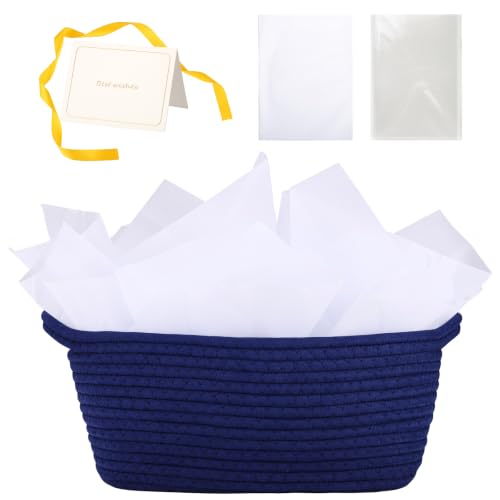 woric Navy Blue Baskets for Gifts Empty Small Woven Gift Basket - color: Navy Blue