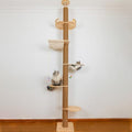 Floor to Ceiling Cat Tree Height (50-120.5in) Adjustable Cat Tower 5 Tier Hemp Scratching Post High Cat Tree Sturdy Activity Tree Indoor Outdoor Cat Scratching Post Activity Center - size: 5-tier cat tree