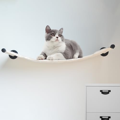 Cat Hammock Wall Mounted, Wall Mounted Cat Shelves, 35.43 x 12.99 in - color: Canvas Long