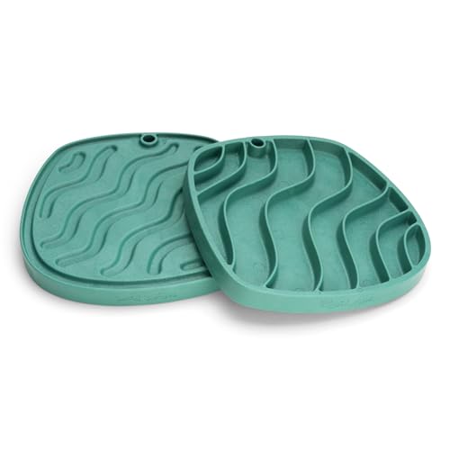 West Paw Seaflex Waves Feast Mat – All-in-One, Slow Feeder, Lick Mat – Encourages Foraging & Food Exploration - Engages Picky Eaters & Slow Feeding - Versatile – Easy to Clean, Non-Toxic - Kelp - color: Kelp, size: Waves