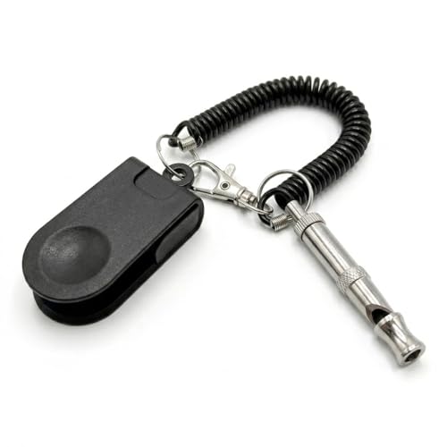 Dog Training Clicker and Whistle Set, 2-in-1 Positive Reinforcement Tool for Puppies, Dogs and Cats, Behavior Correction Device, Dog Training Tool Kit, Black