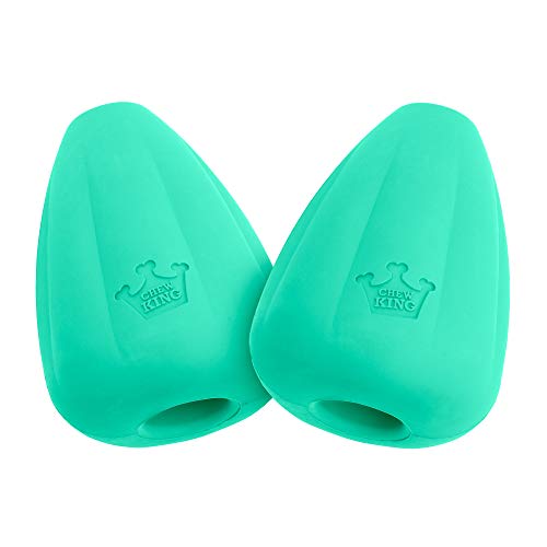 Chew King by Mammoth Premium Treat Dispensing Dog Toy, Durable Natural Rubber Chew Toy, Safety Air Vent, Interactive Enrichment Toy for Aggressive Chewers, Medium Pack of 2- Teal - color: 2-Pack Treater (Teal), size: Medium