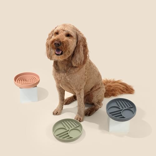Slow Feeder Dog Bowl - Silicone Dog Bowl, Medium, 7.5" x 1.5" - Sage - color: Sage - Sunset Design, size: Medium (7.5” Across x 1.5” Tall)