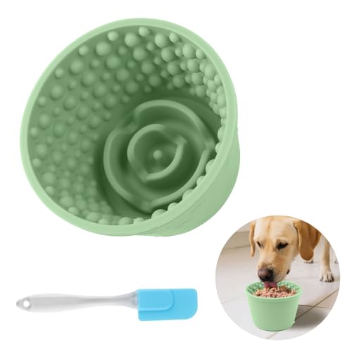 Dog Slow Feeder Lick Bowl - Non-Slip Licking Treat Dispenser for Small Medium Large Dogs, Promotes Anxiety Relief & Prevents Choking, Easy to Clean Feeding Bowl (Green, S) - color: Green, size: S